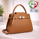 Дамска чанта LUNA ROSSI кафява - кожени чанти, Италия