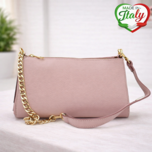 Дамска чанта Fratella пудра - кожени чанти, Италия