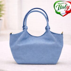 Дамска чанта Arabella син - кожени чанти, Италия