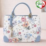 Дамска чанта Papavero син - кожени чанти, Италия