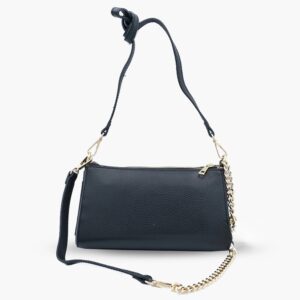 Дамска чанта Fratella черен - кожени чанти, Италия